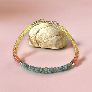 Solid 18k Gold Natural Alexandrite Sapphire Bracelet June September Birthstones